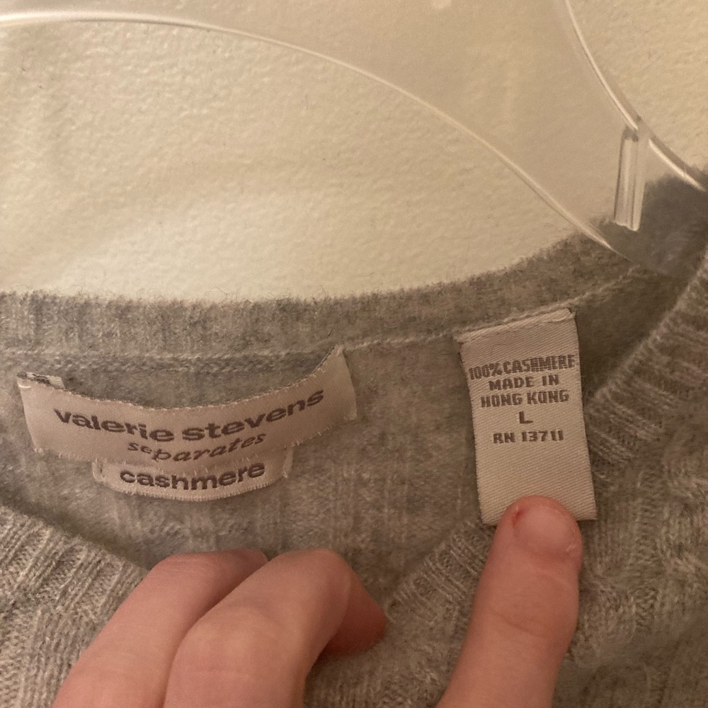 Gray Cable Cashmere Sweater - image 4